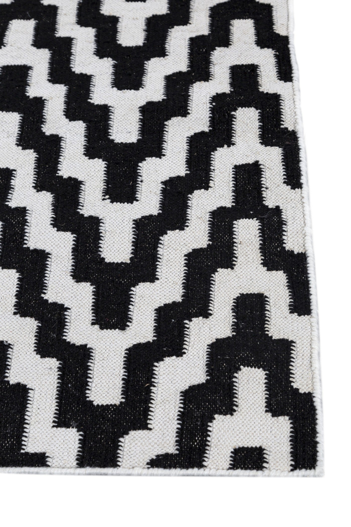 Jaipur Rugs Soft Chevron 6X9 Feet Rug| Ebony & Undyed White Hand Knotted Dhurrie Carpet For Living Room