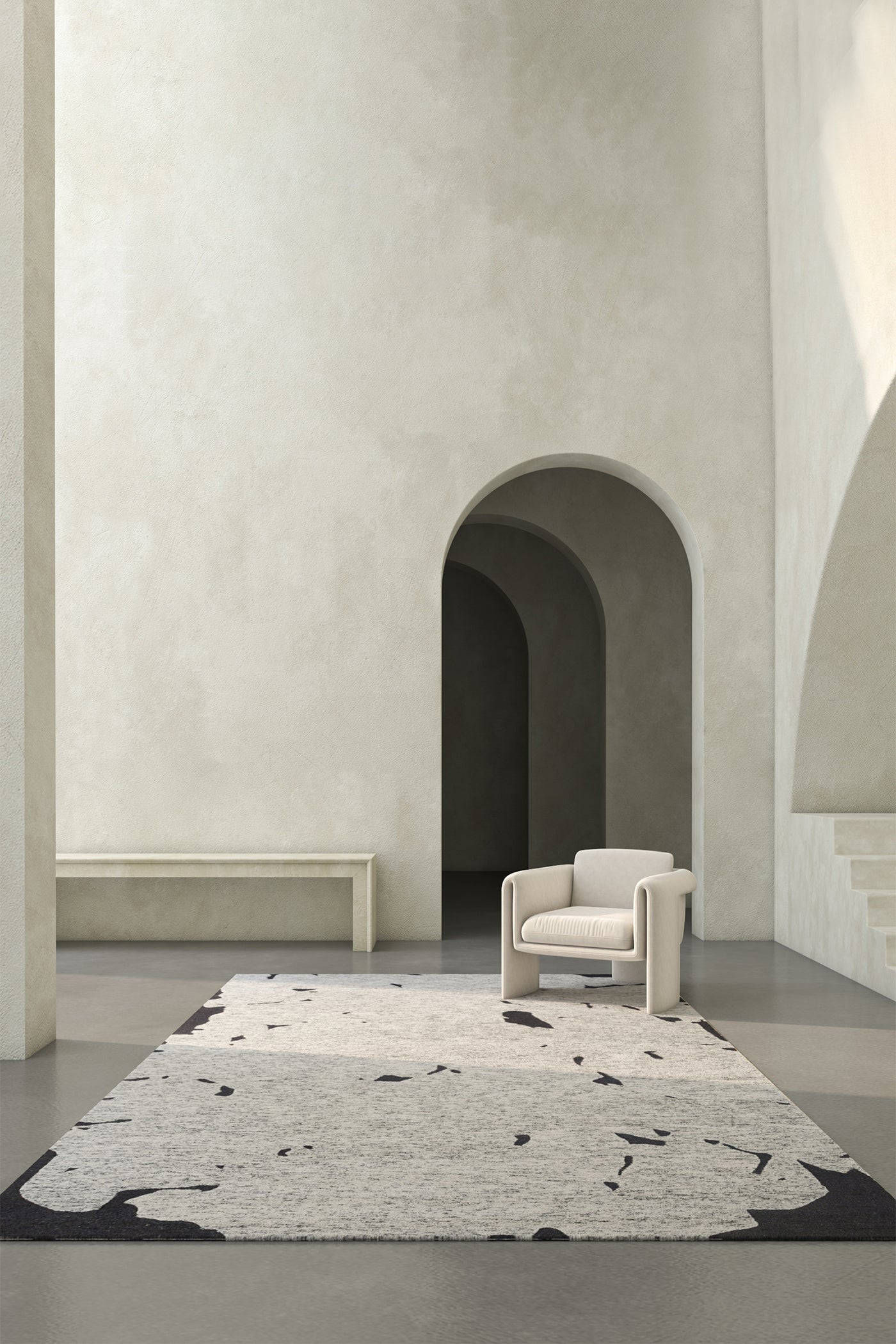 Jaipur Rugs Soft Abstract 4X6 Feet Rug| White & Ebony Hand Tufted Rug Carpet For Living Room