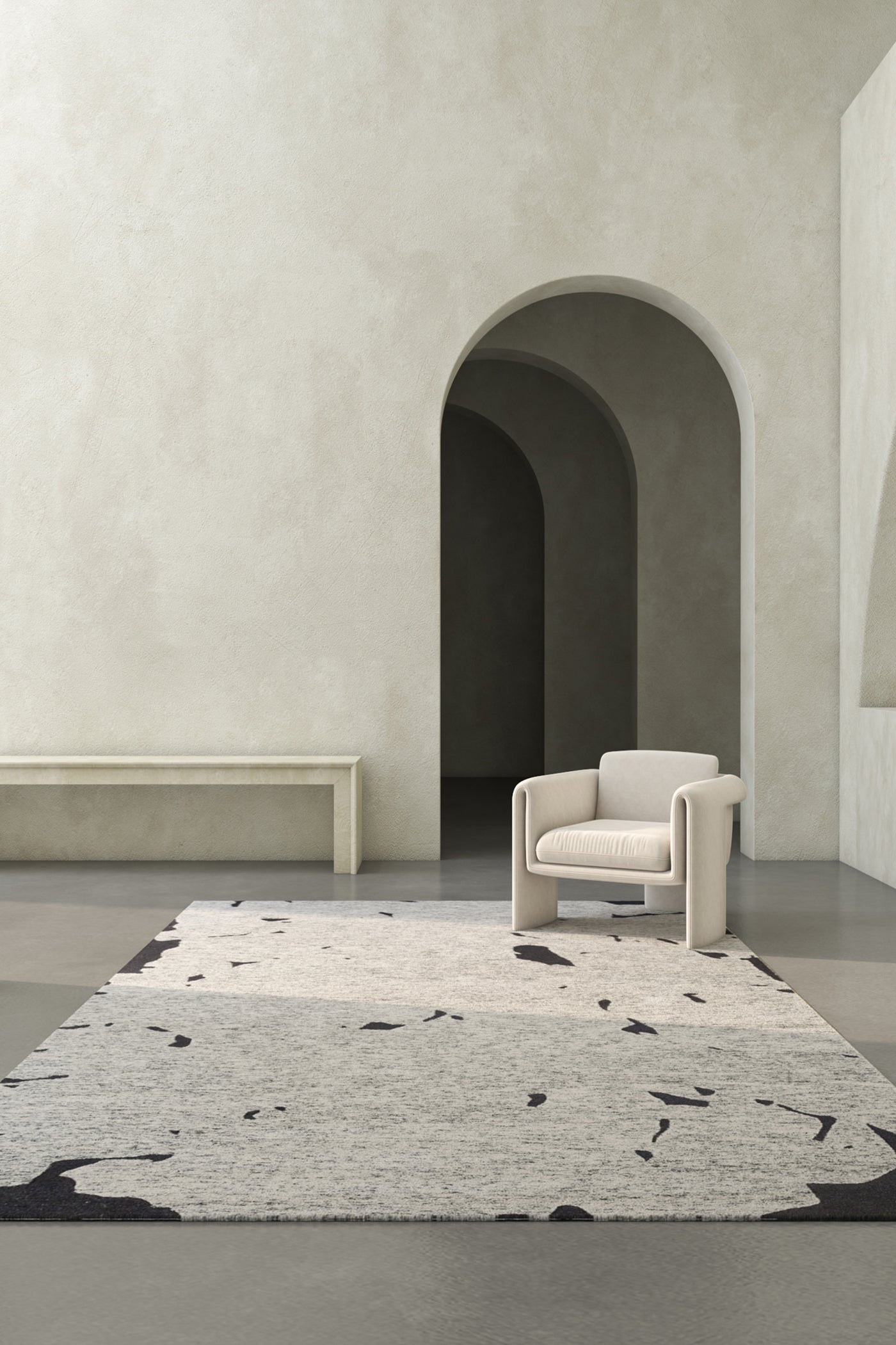 Jaipur Rugs Soft Abstract 4X6 Feet Rug| White & Ebony Hand Tufted Rug Carpet For Living Room