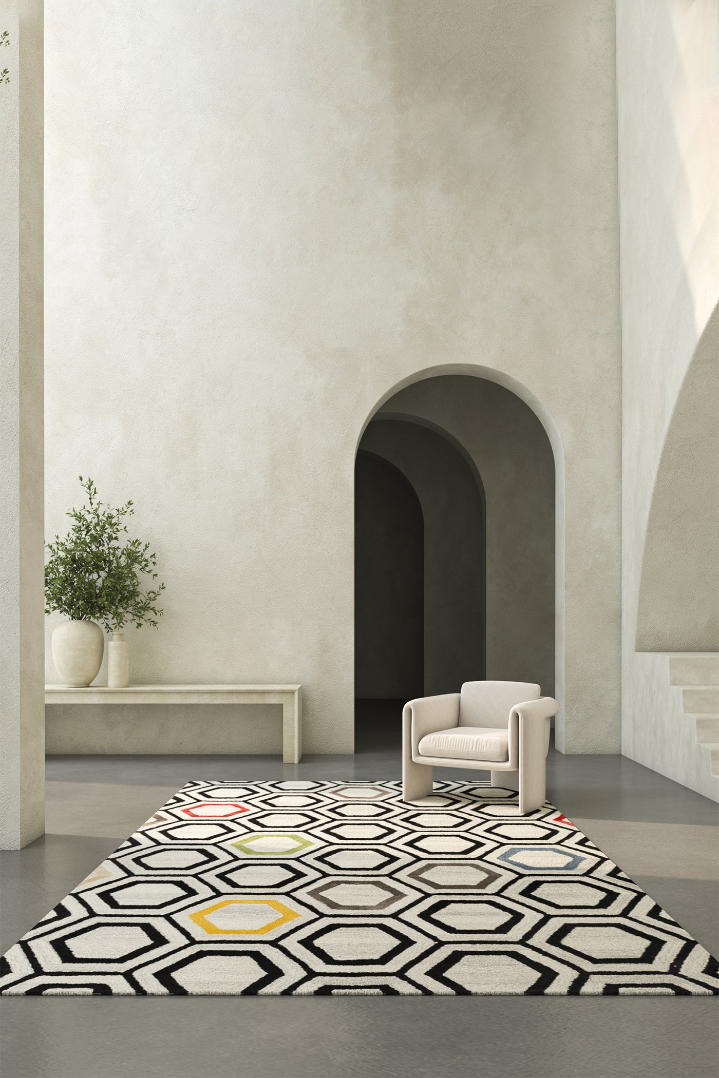 Jaipur Rugs Soft Geometrica 5X8 Feet Rug| Sterling Silver & Ebony Hand Tufted Rug Carpet For Living Room