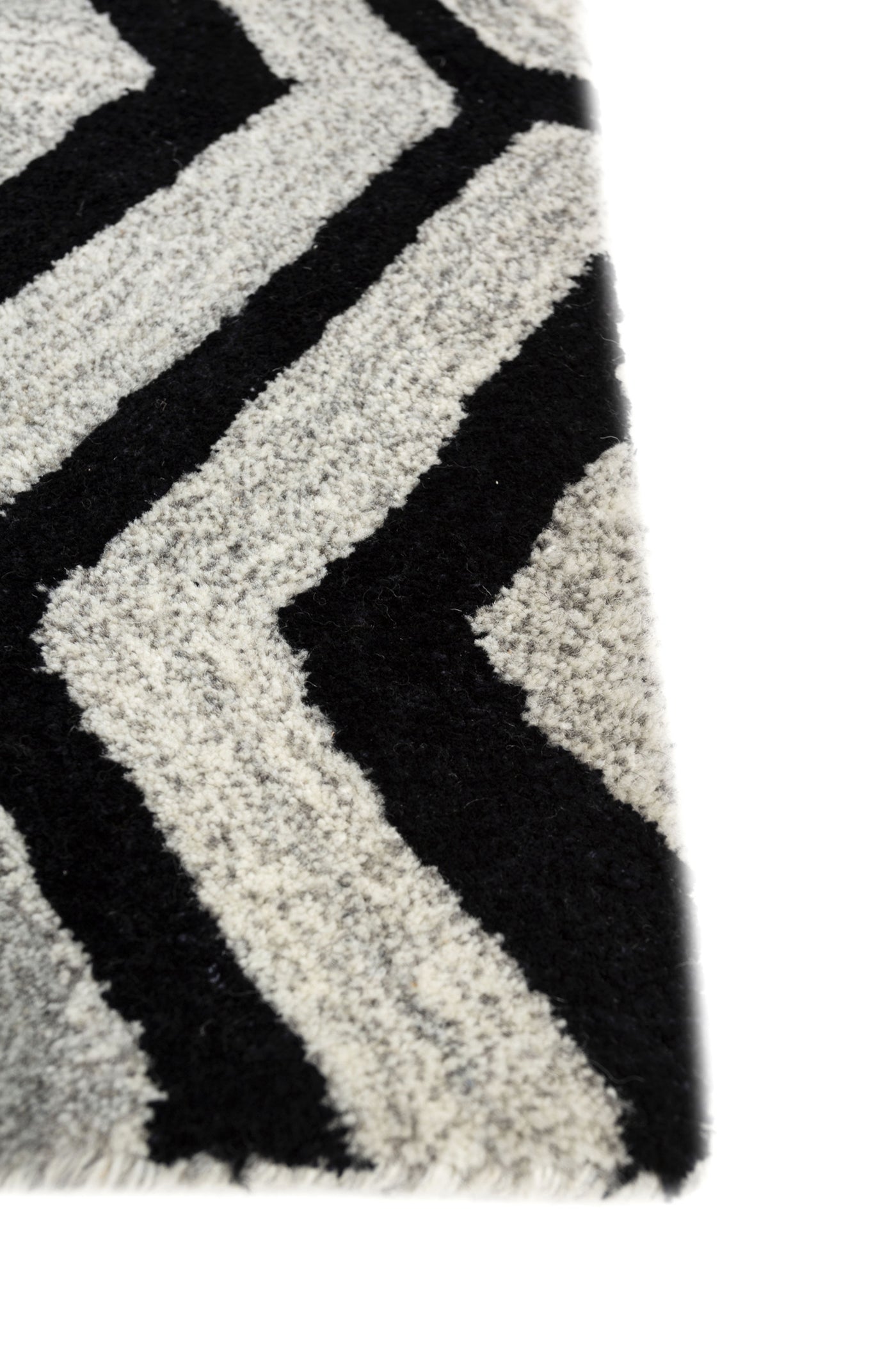 Jaipur Rugs Soft Geometrica 5X8 Feet Rug| Sterling Silver & Ebony Hand Tufted Rug Carpet For Living Room