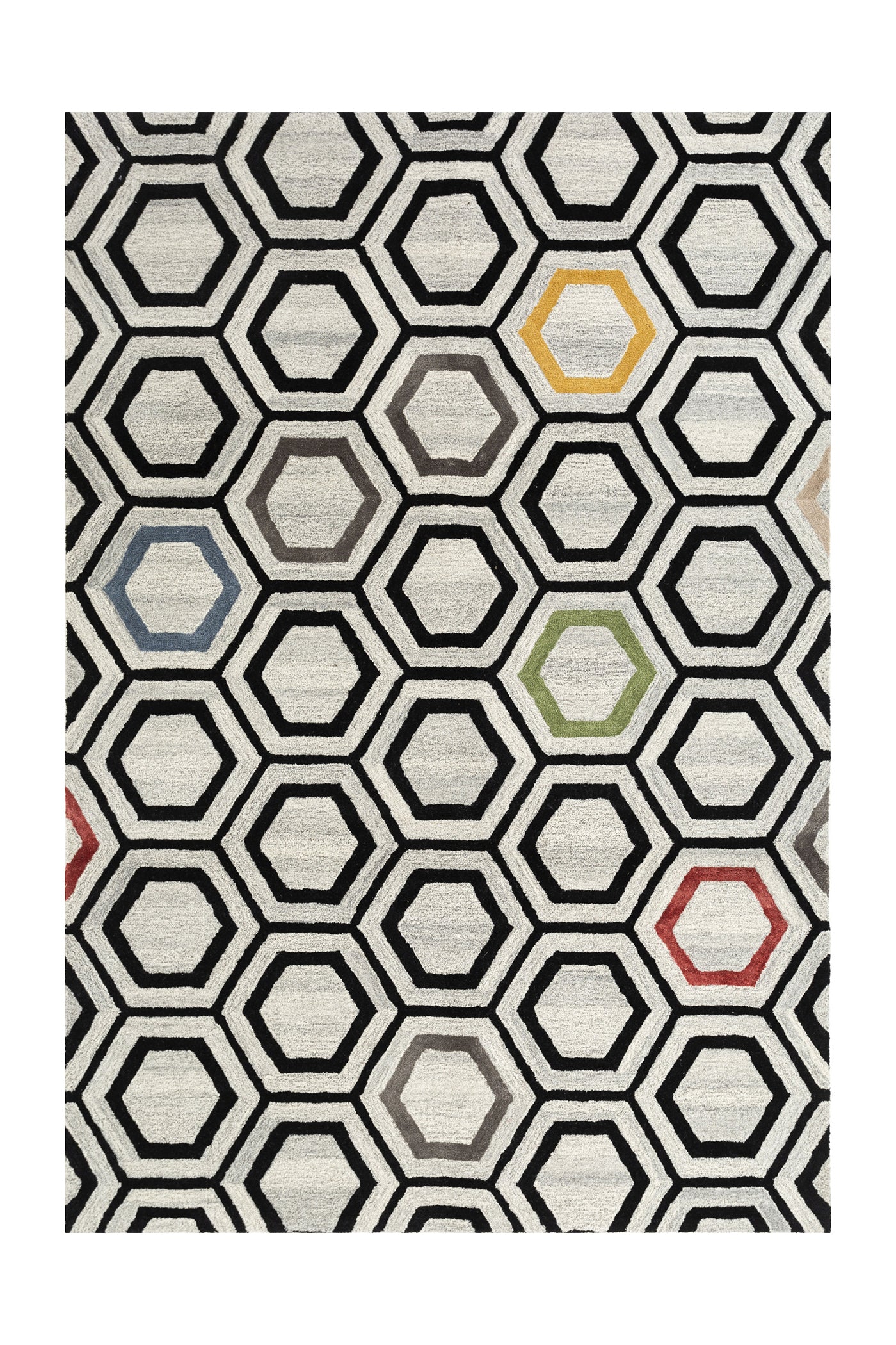 Jaipur Rugs Soft Geometrica 5X8 Feet Rug| Sterling Silver & Ebony Hand Tufted Rug Carpet For Living Room