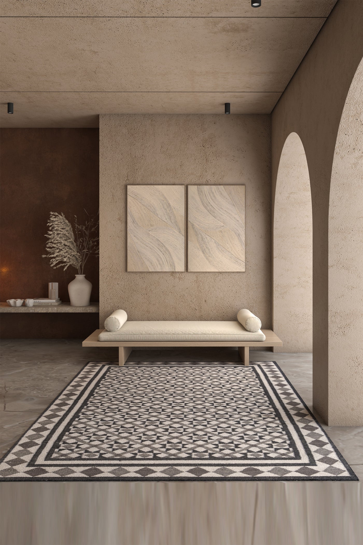 Jaipur Rugs Soft Trellis 5X8 Feet Rug| White & Black Olive Hand Knotted Dhurrie Carpet For Living Room