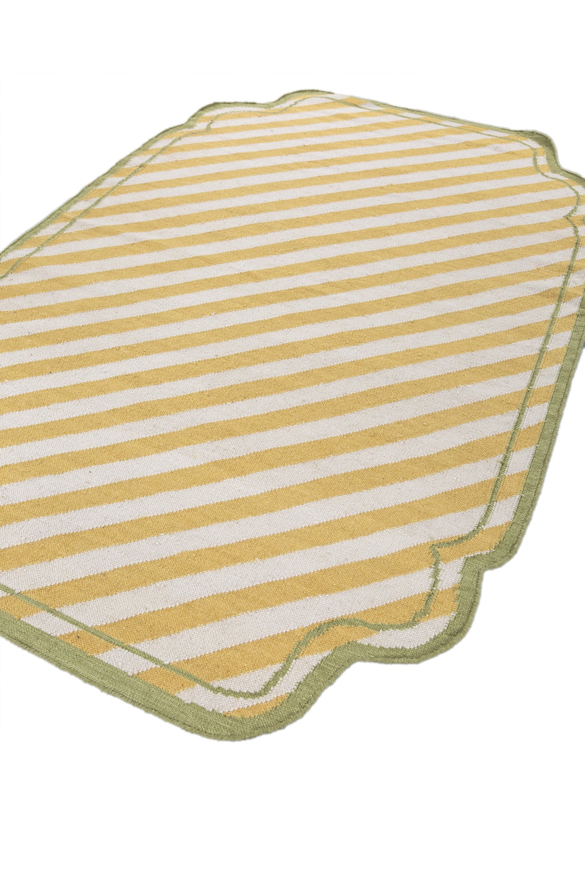 Jaipur Rugs Soft Striped 5X8 Feet Rug| White & Nugget Gold Hand Knotted Dhurrie Carpet For Living Room