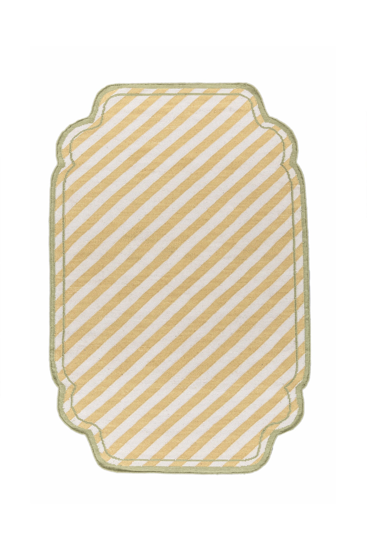 Jaipur Rugs Soft Striped 5X8 Feet Rug| White & Nugget Gold Hand Knotted Dhurrie Carpet For Living Room