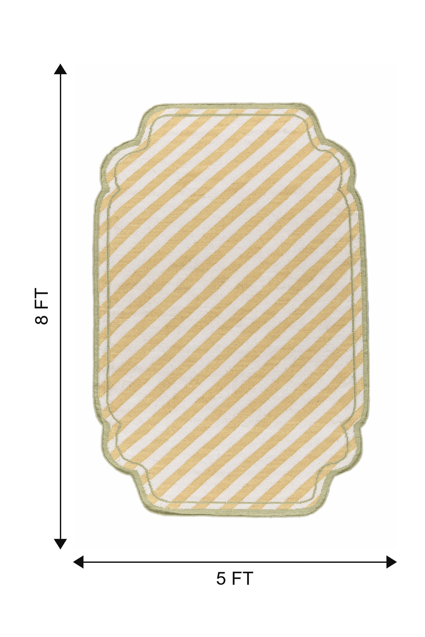 Jaipur Rugs Soft Striped 5X8 Feet Rug| White & Nugget Gold Hand Knotted Dhurrie Carpet For Living Room