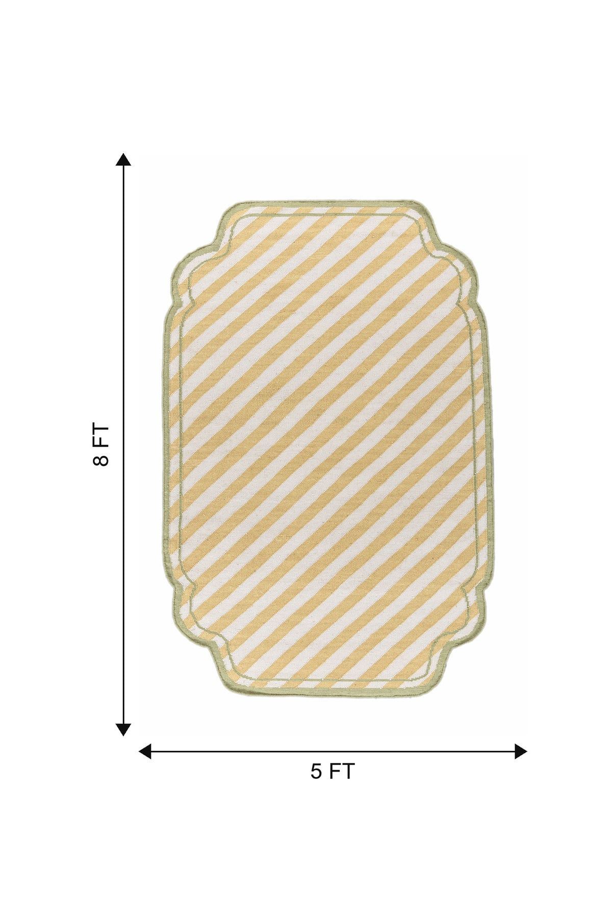Jaipur Rugs Soft Striped 5X8 Feet Rug| White & Nugget Gold Hand Knotted Dhurrie Carpet For Living Room