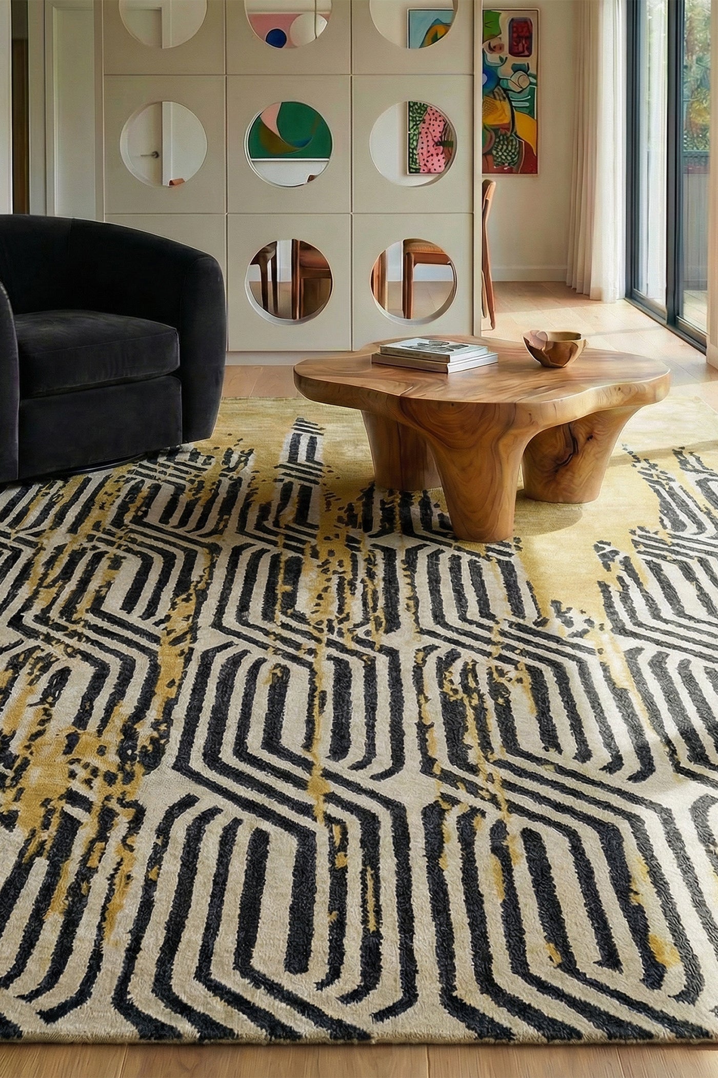 Jaipur Rugs Soft Abstract 5X8 Feet Rug| Fresh Lemonade & Liquorice Hand Tufted Rug Carpet For Living Room