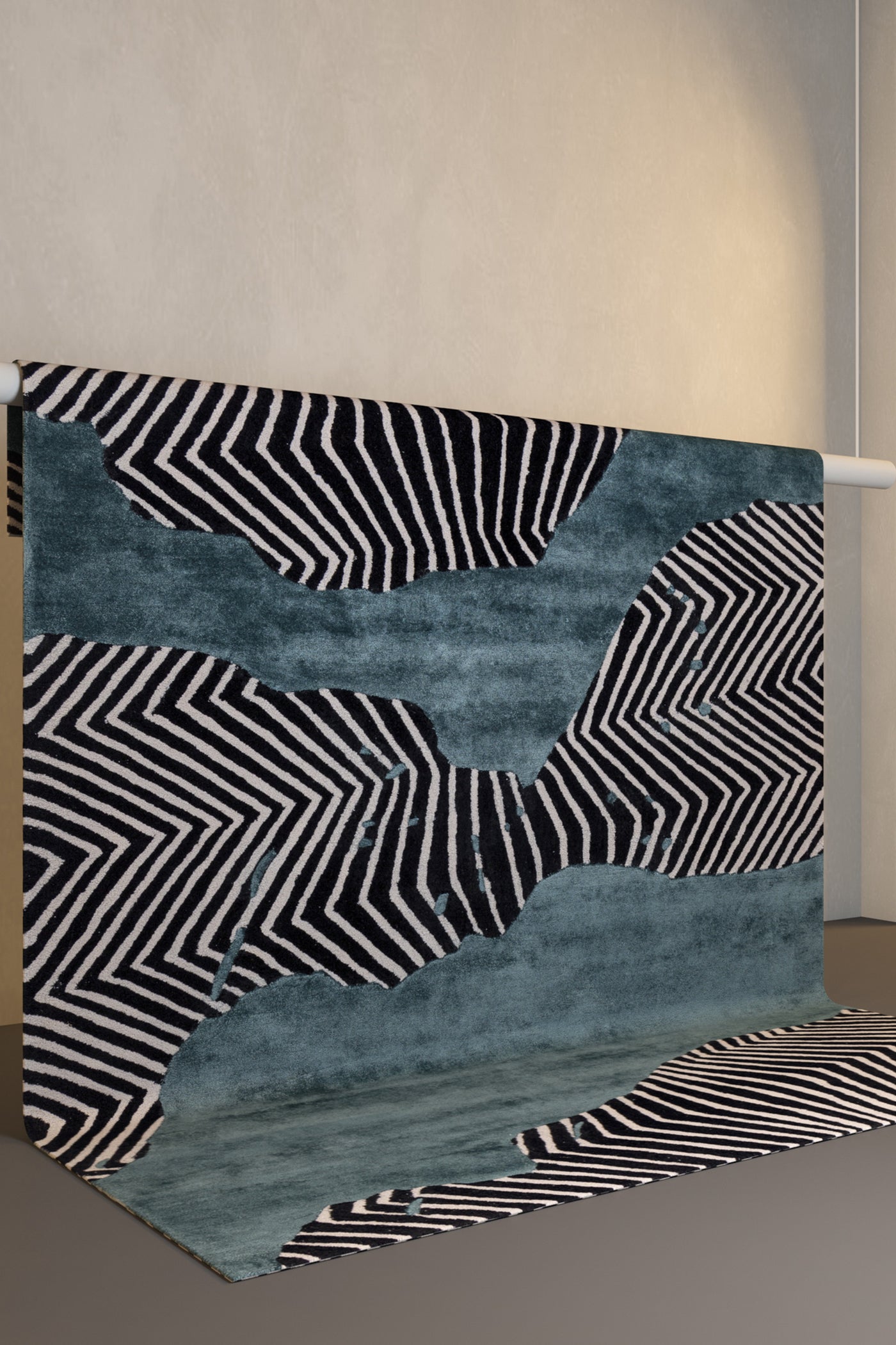Jaipur Rugs Soft Abstract 6X9 Feet Rug| Ebony & Peacock Blue Hand Tufted Rug Carpet For Living Room