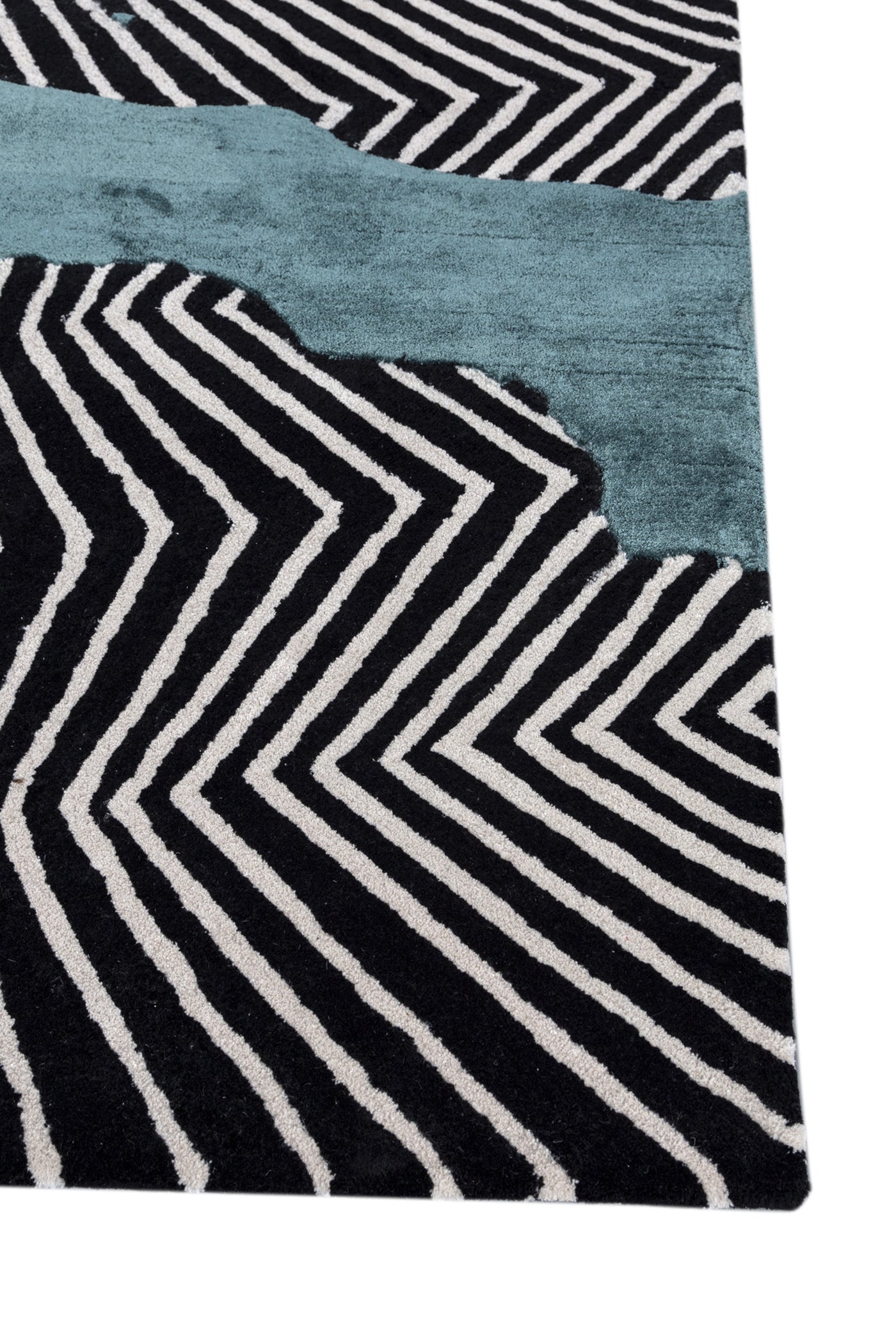 Jaipur Rugs Soft Abstract 6X9 Feet Rug| Ebony & Peacock Blue Hand Tufted Rug Carpet For Living Room