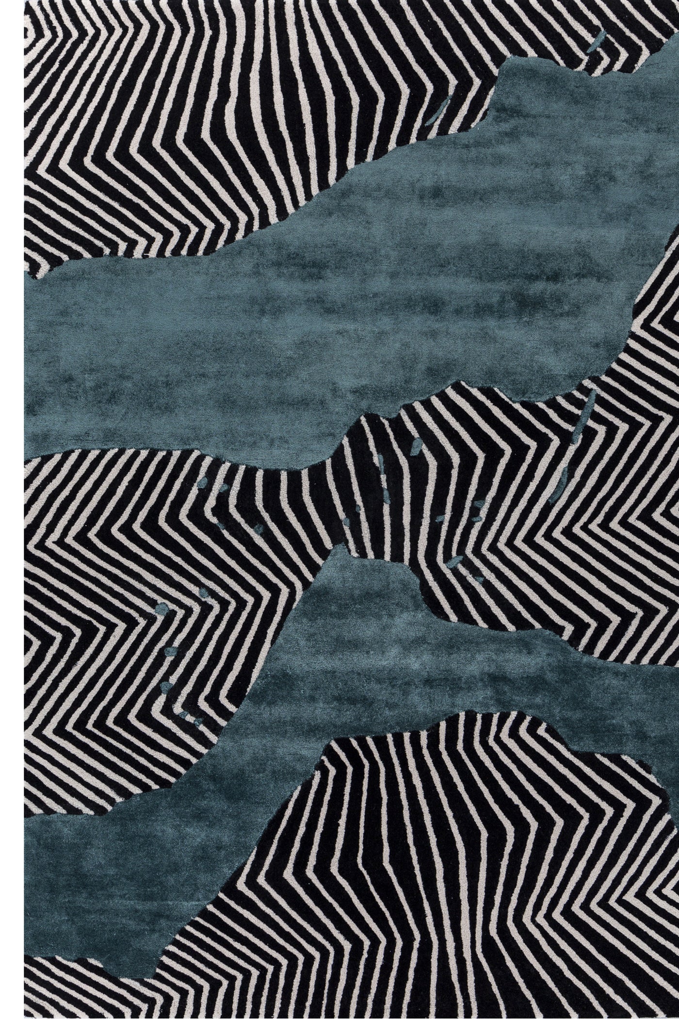 Jaipur Rugs Soft Abstract 6X9 Feet Rug| Ebony & Peacock Blue Hand Tufted Rug Carpet For Living Room