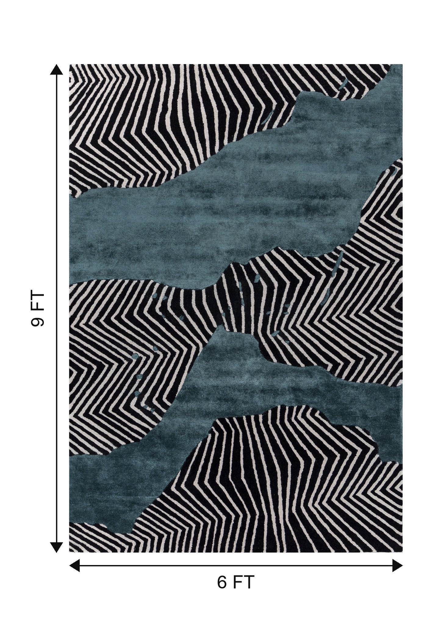 Jaipur Rugs Soft Abstract 6X9 Feet Rug| Ebony & Peacock Blue Hand Tufted Rug Carpet For Living Room