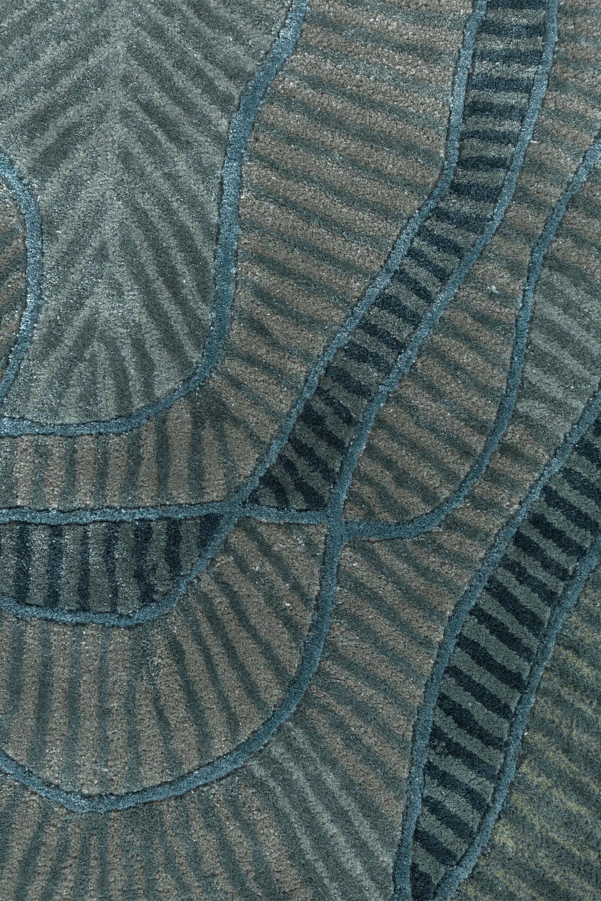 Jaipur Rugs Soft Abstract 6X9 Feet Rug| Aruba Blue & Silver Sea Moss Hand Tufted Rug Carpet For Living Room