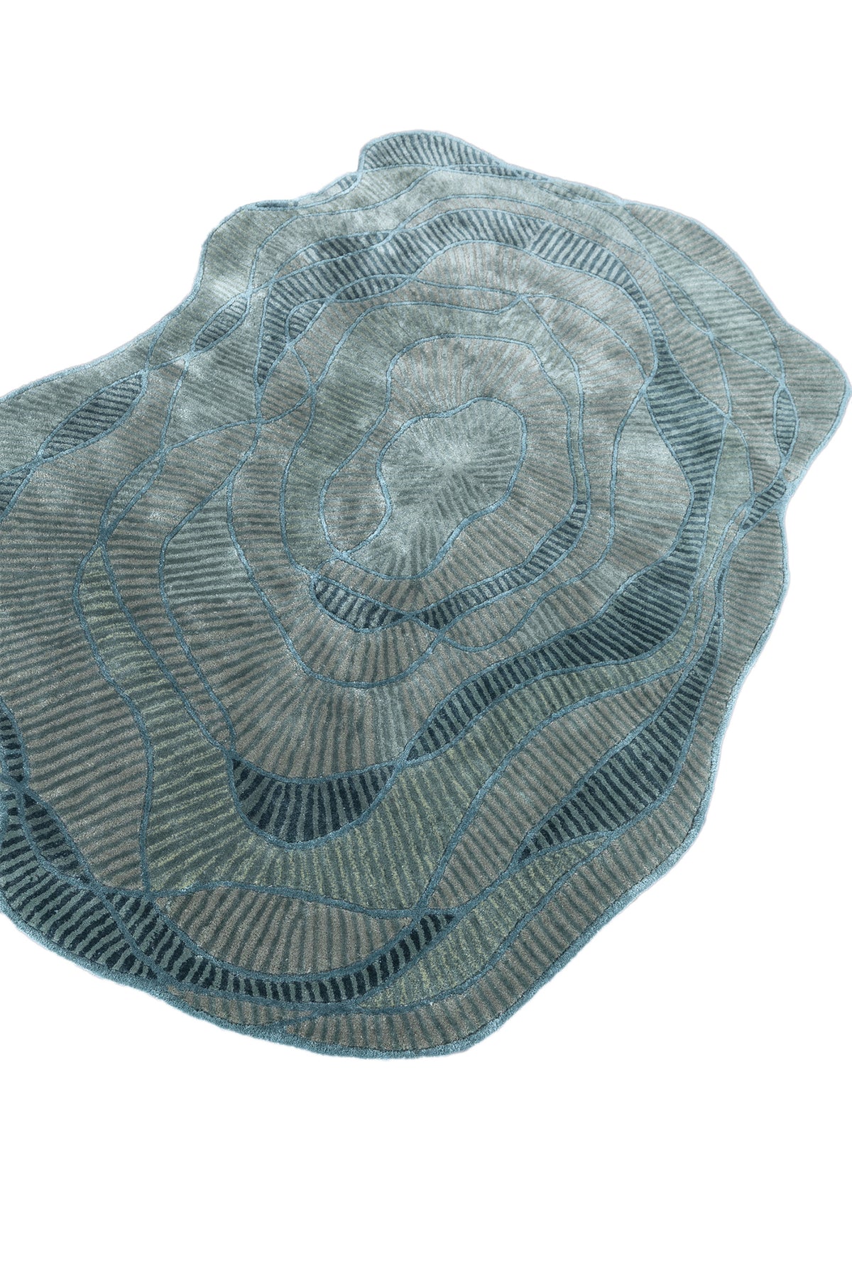Jaipur Rugs Soft Abstract 6X9 Feet Rug| Aruba Blue & Silver Sea Moss Hand Tufted Rug Carpet For Living Room