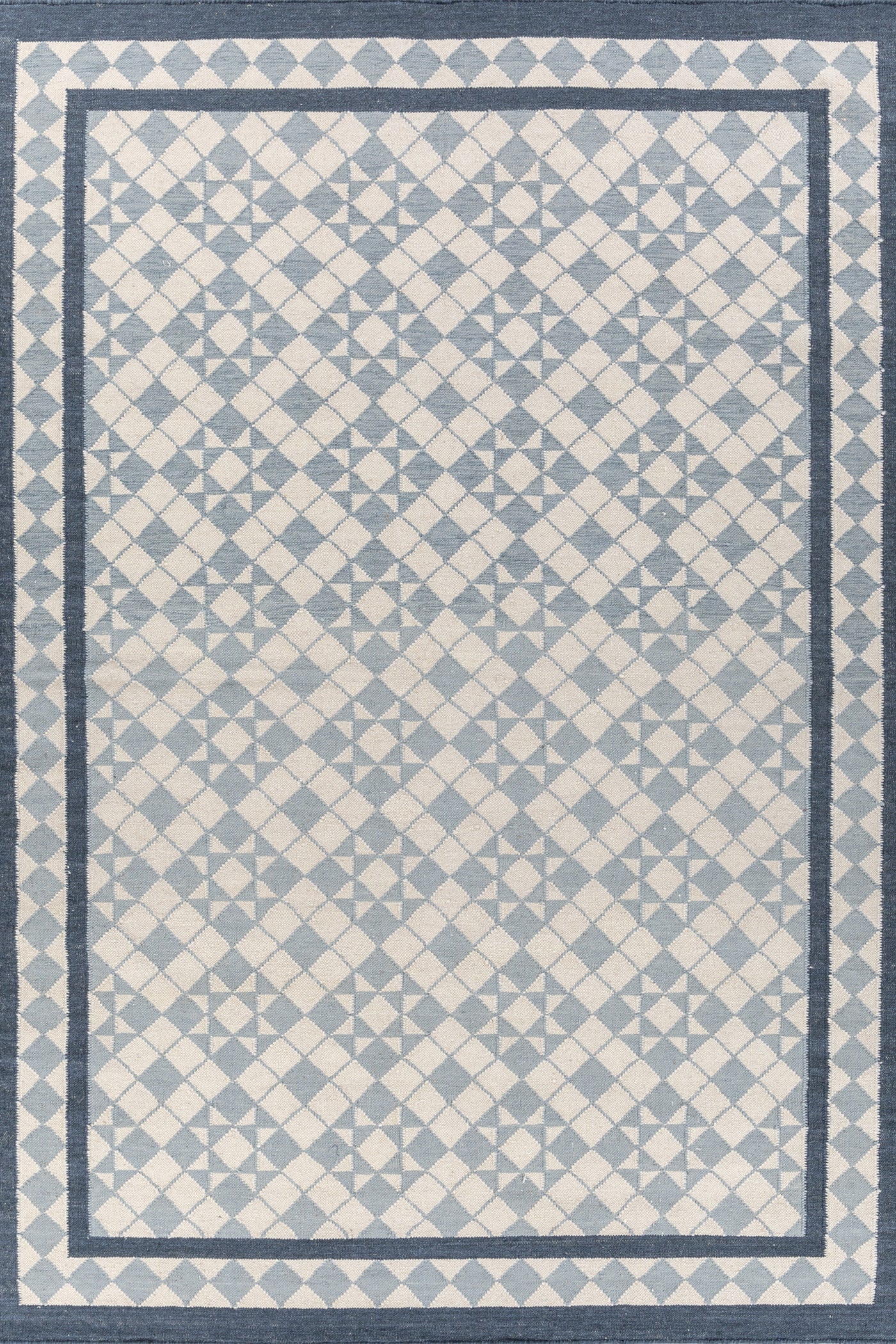Jaipur Rugs Soft Geometric Lattice 6X9 Feet Rug| White & Milky Blue Hand Knotted Dhurrie Carpet For Living Room