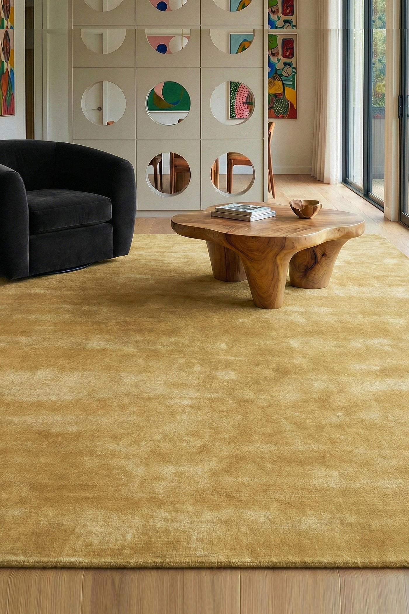 Jaipur Rugs Soft Abstract 5X8 Feet Rug| Golden Apricot Hand Tufted Rug Carpet For Living Room
