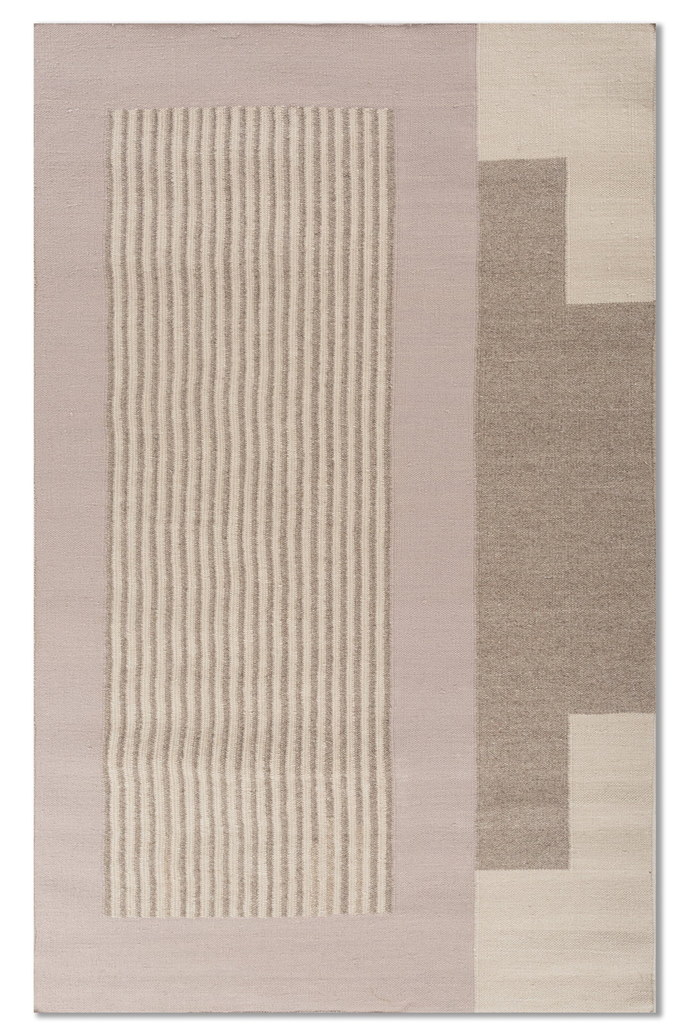 Jaipur Rugs Soft Geometric Striped 5X8 Feet Rug| Medium Fawn & Lilac Hush Hand Knotted Dhurrie Carpet For Living Room