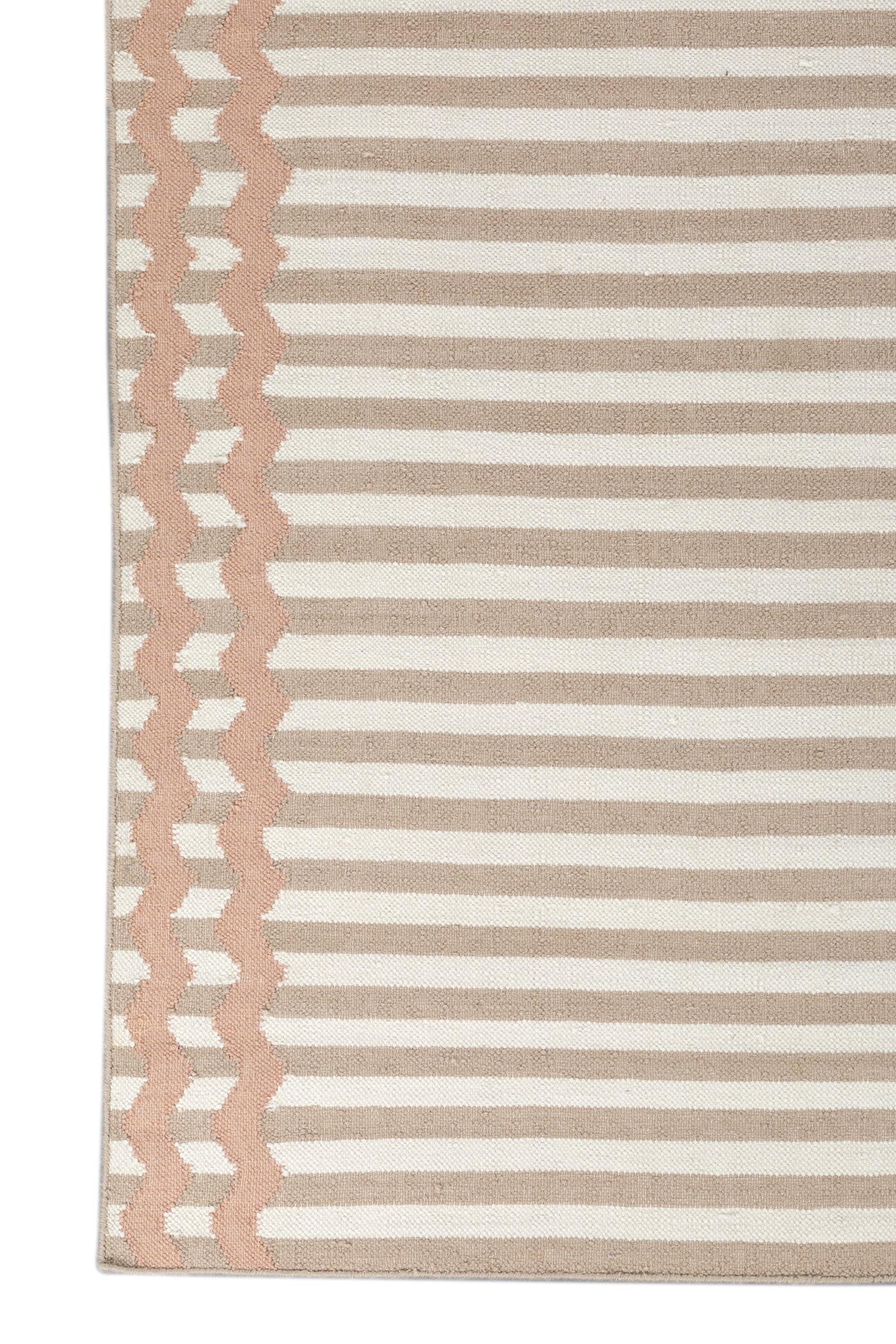 Jaipur Rugs Soft Striped 6X9 Feet Rug| Apricot & Undyed White Hand Knotted Dhurrie Carpet For Living Room