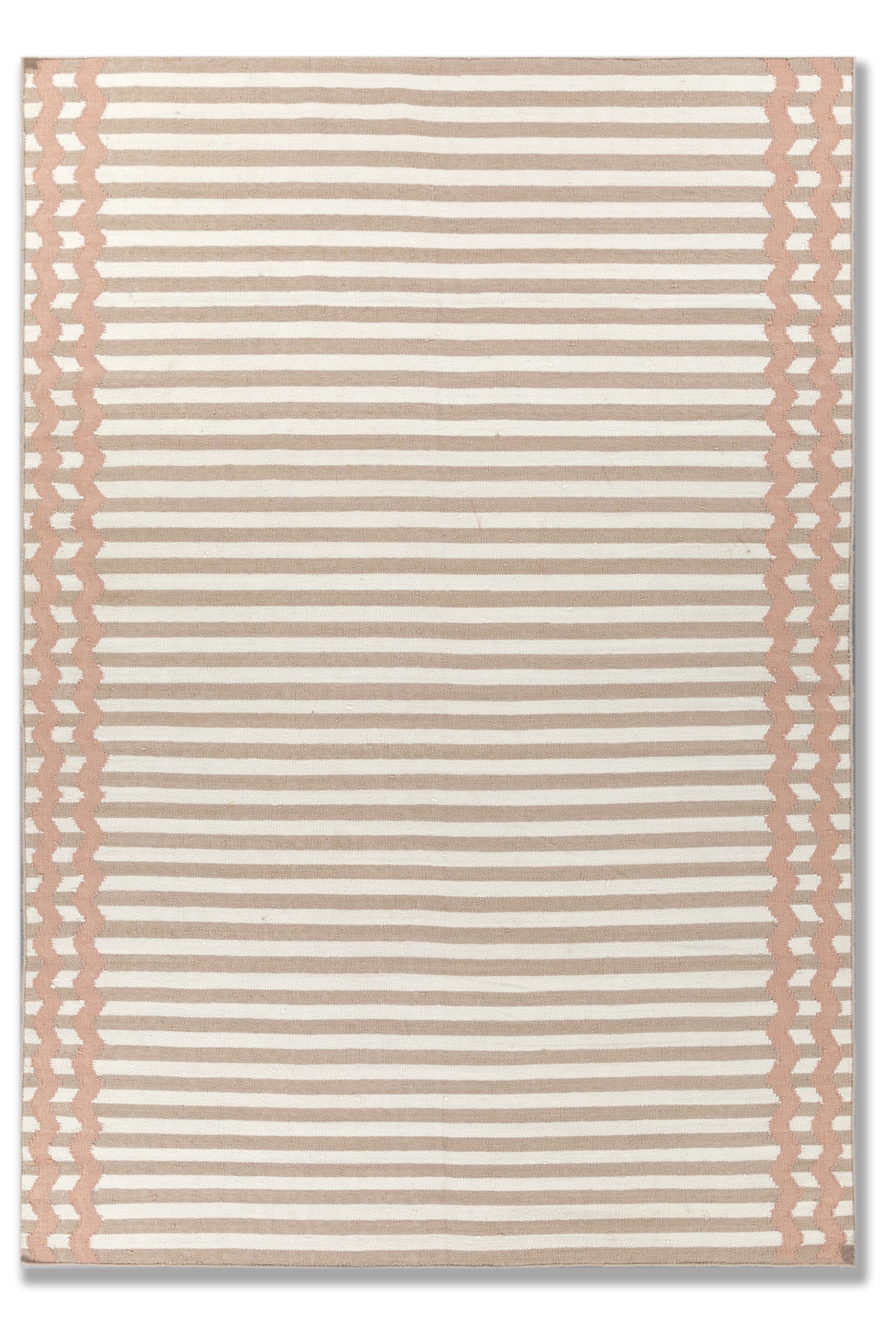 Jaipur Rugs Soft Striped 6X9 Feet Rug| Apricot & Undyed White Hand Knotted Dhurrie Carpet For Living Room