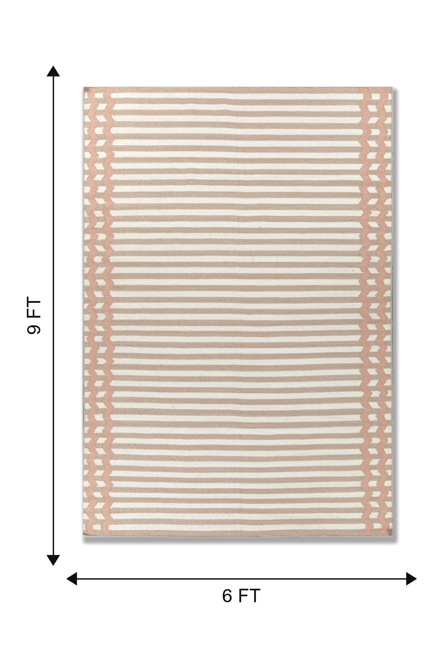 Jaipur Rugs Soft Striped 6X9 Feet Rug| Apricot & Undyed White Hand Knotted Dhurrie Carpet For Living Room