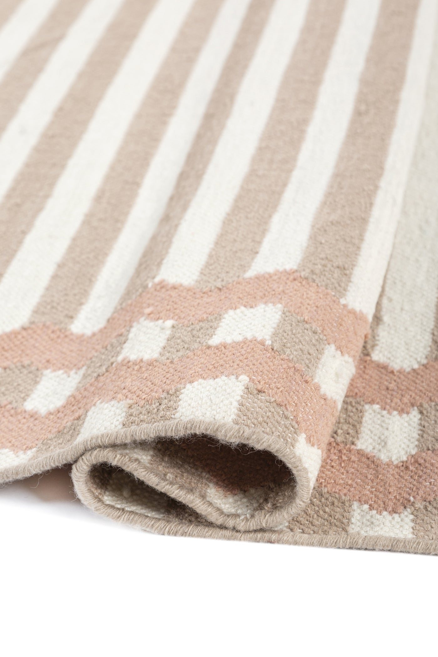 Jaipur Rugs Soft Striped 6X9 Feet Rug| Apricot & Undyed White Hand Knotted Dhurrie Carpet For Living Room