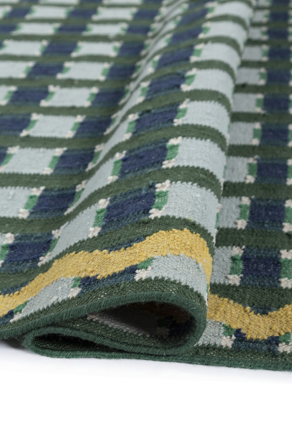 Jaipur Rugs Soft Checkered Damier 6X9 Feet Rug| Pine Needle & Angel Blue Hand Knotted Dhurrie Carpet For Living Room