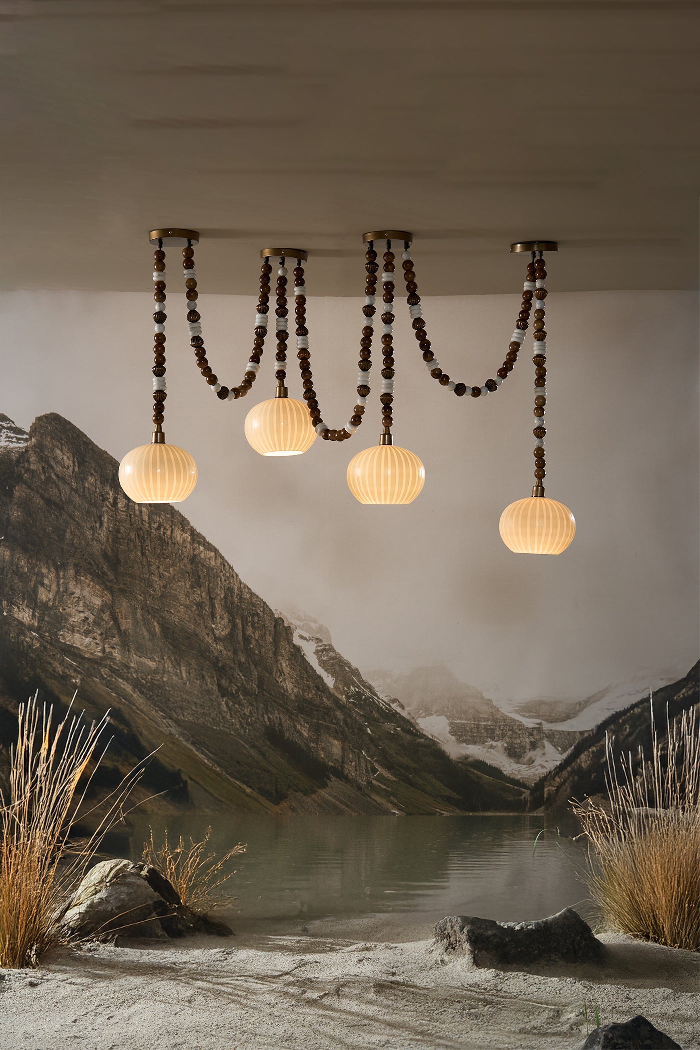 Dhara White and Gold Chandelier